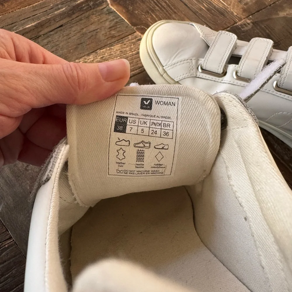 Veja White Velcro Strap Sneakers Women’s size 7 - Picture 4 of 5